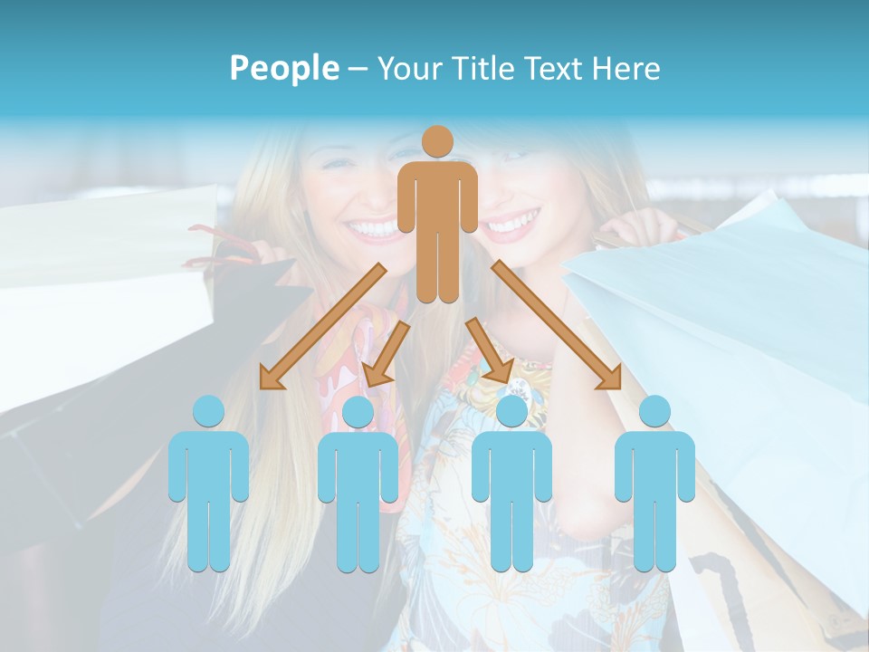Two Beautiful Women Holding Shopping Bags Powerpoint Template PowerPoint Template