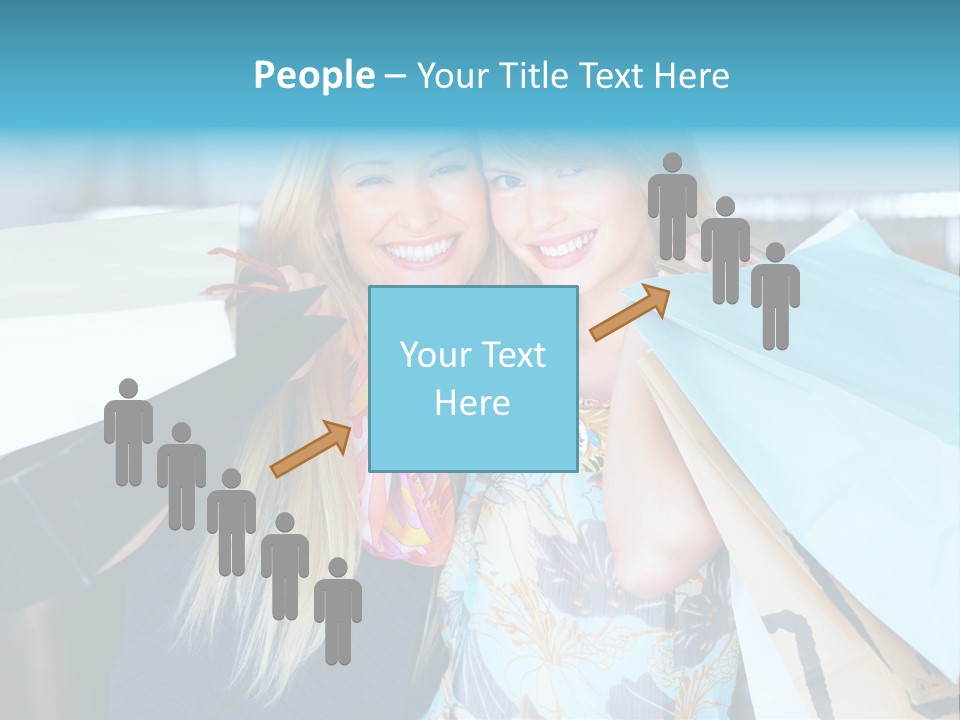 Two Beautiful Women Holding Shopping Bags Powerpoint Template PowerPoint Template