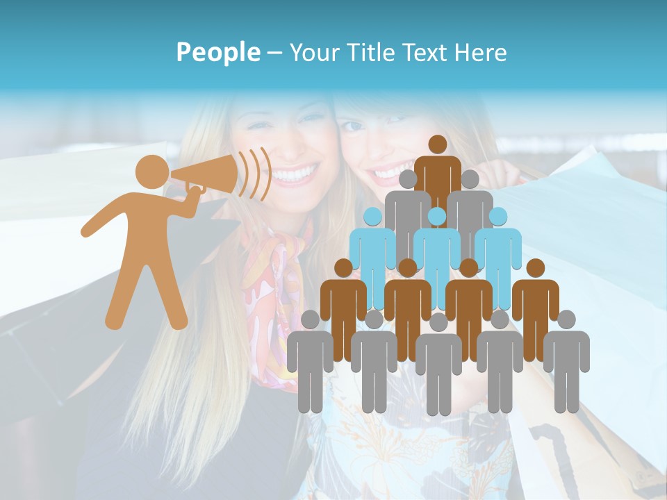 Two Beautiful Women Holding Shopping Bags Powerpoint Template PowerPoint Template