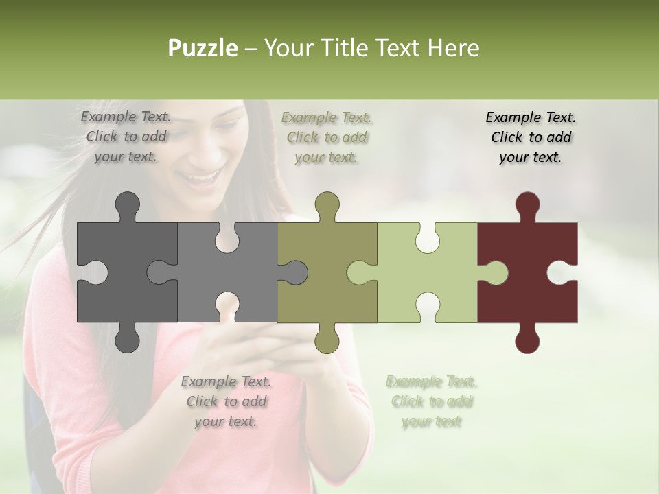 A Woman Holding A Cell Phone In Her Hands PowerPoint Template