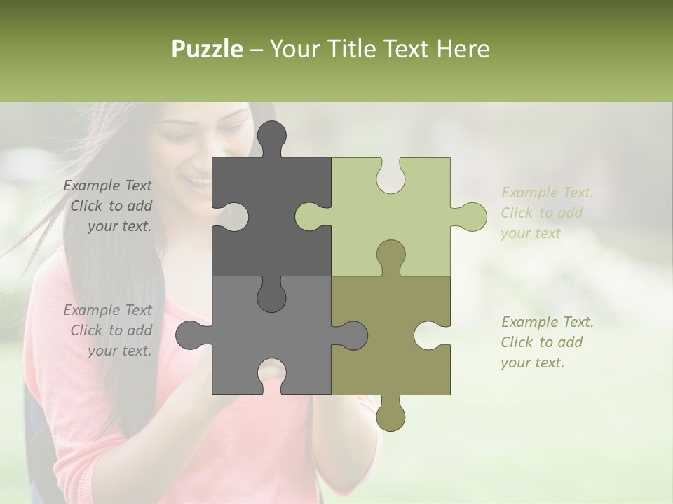 A Woman Holding A Cell Phone In Her Hands PowerPoint Template