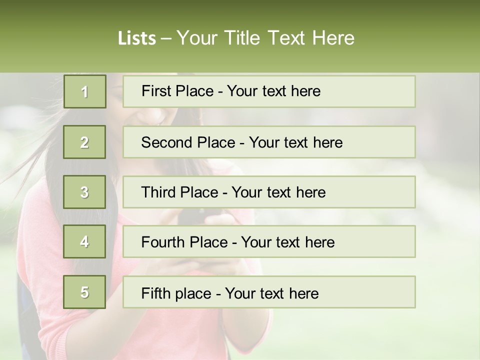 A Woman Holding A Cell Phone In Her Hands PowerPoint Template