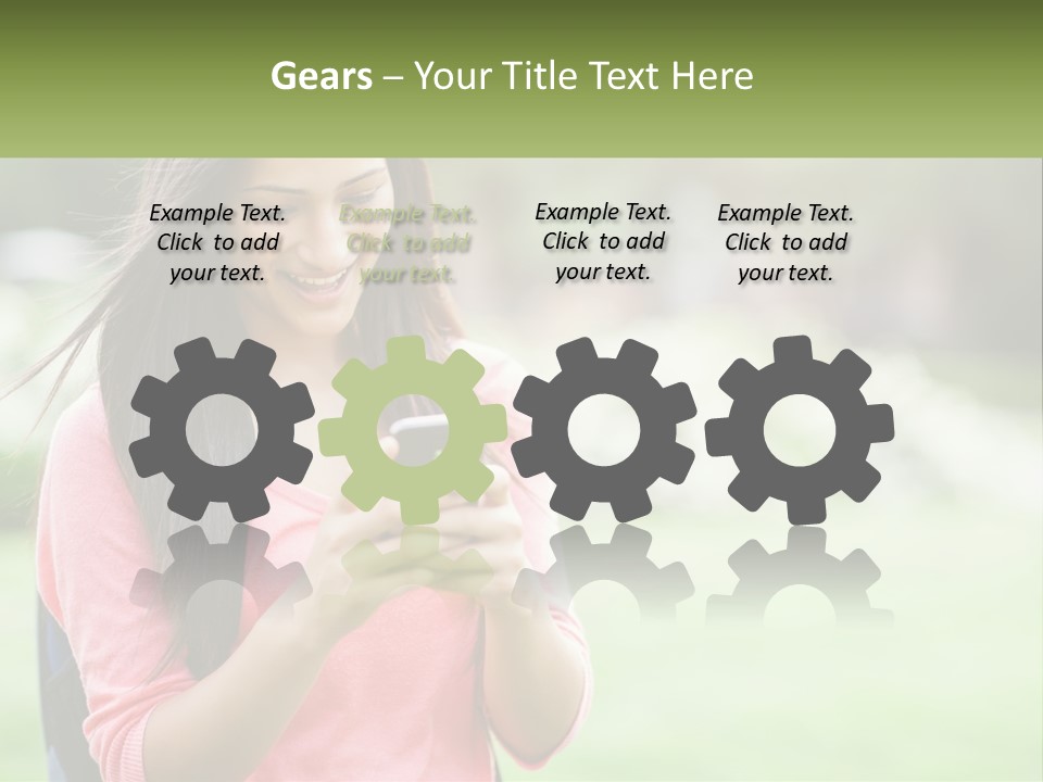 A Woman Holding A Cell Phone In Her Hands PowerPoint Template