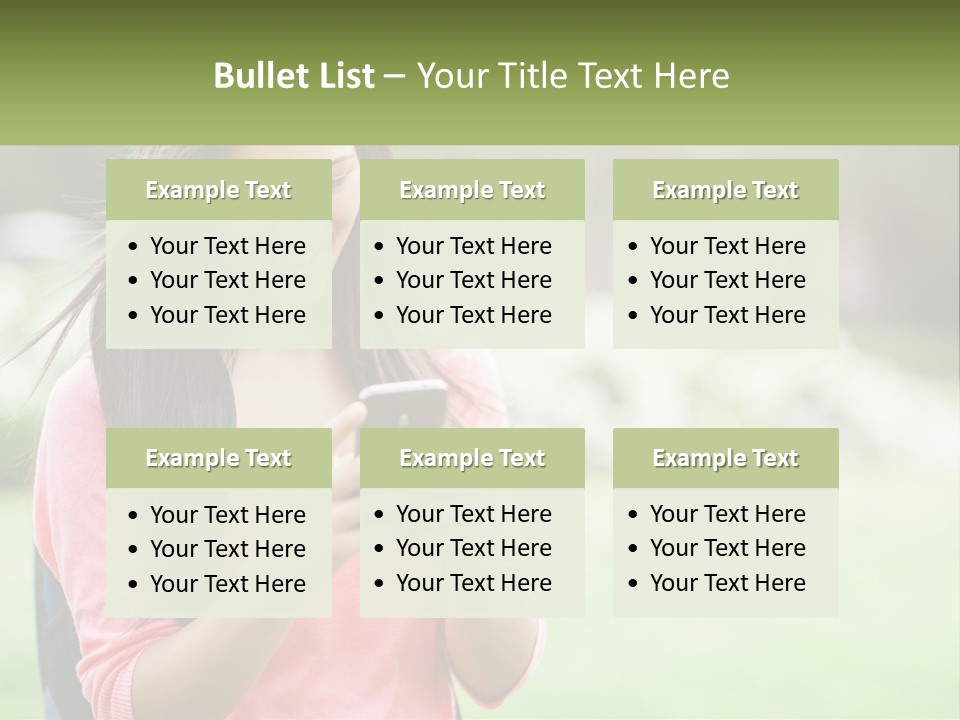 A Woman Holding A Cell Phone In Her Hands PowerPoint Template