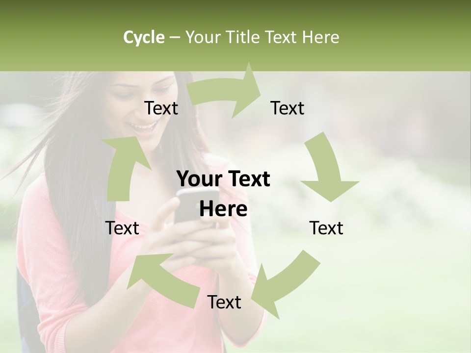 A Woman Holding A Cell Phone In Her Hands PowerPoint Template