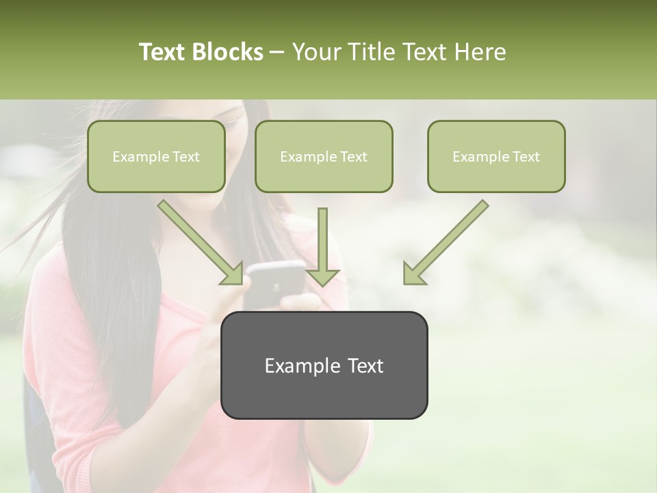 A Woman Holding A Cell Phone In Her Hands PowerPoint Template