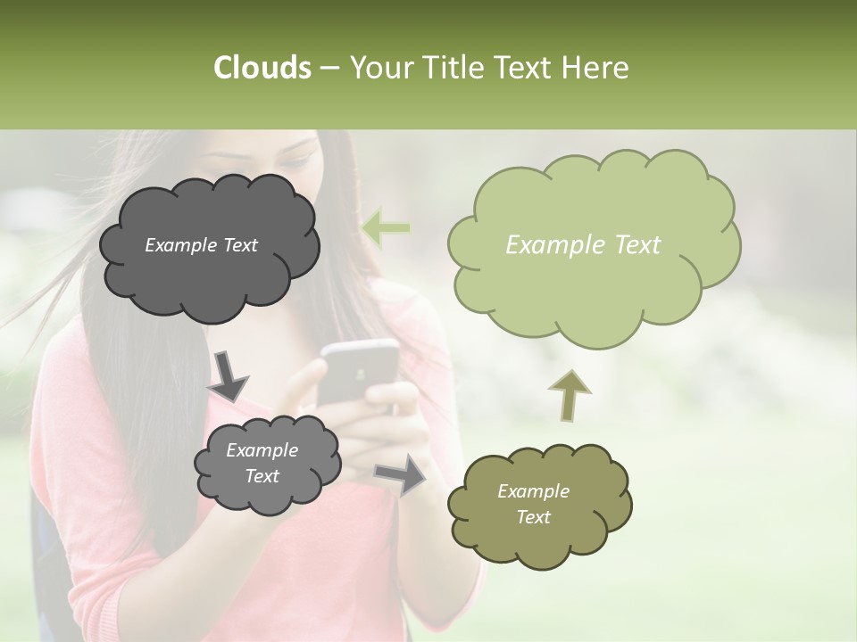 A Woman Holding A Cell Phone In Her Hands PowerPoint Template