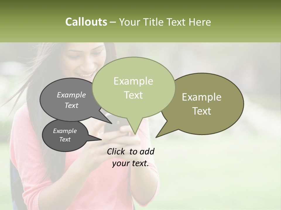A Woman Holding A Cell Phone In Her Hands PowerPoint Template