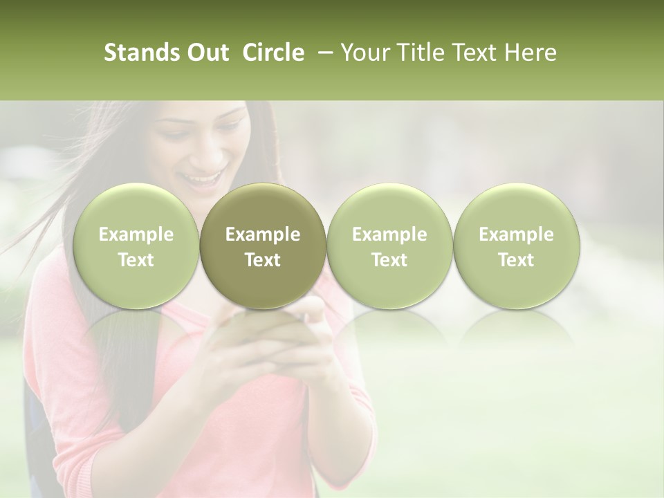 A Woman Holding A Cell Phone In Her Hands PowerPoint Template