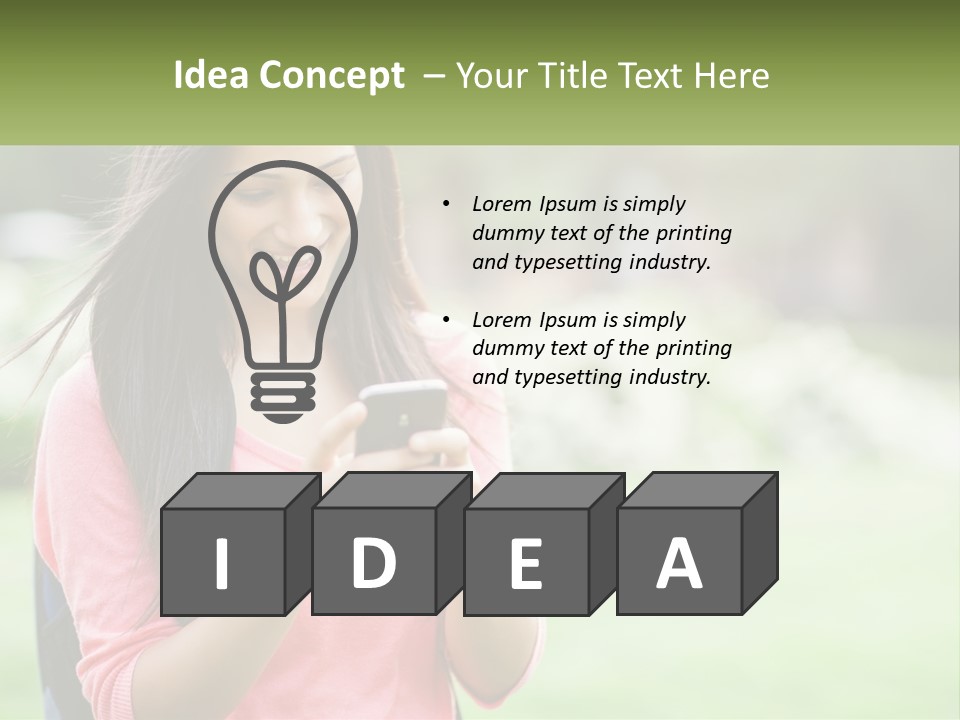 A Woman Holding A Cell Phone In Her Hands PowerPoint Template