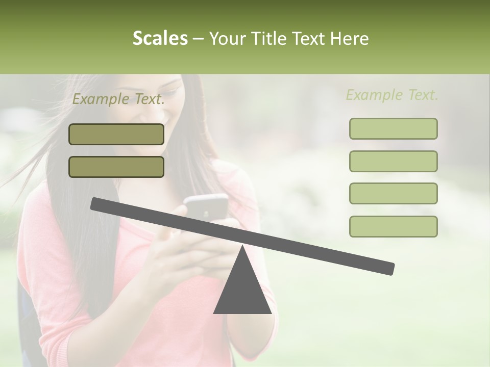 A Woman Holding A Cell Phone In Her Hands PowerPoint Template