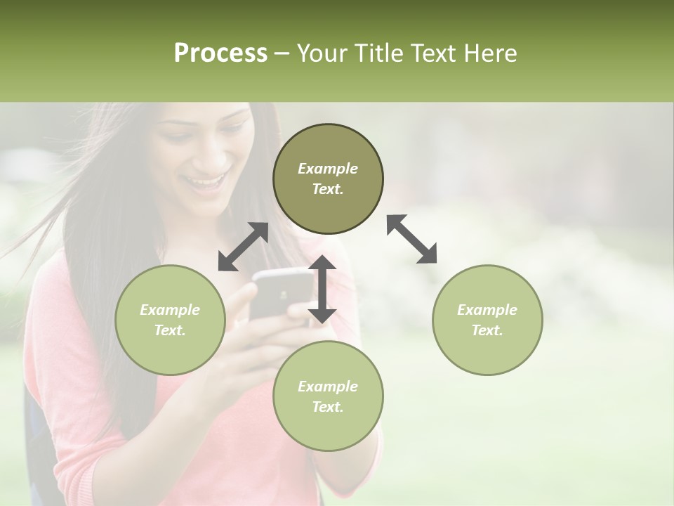 A Woman Holding A Cell Phone In Her Hands PowerPoint Template