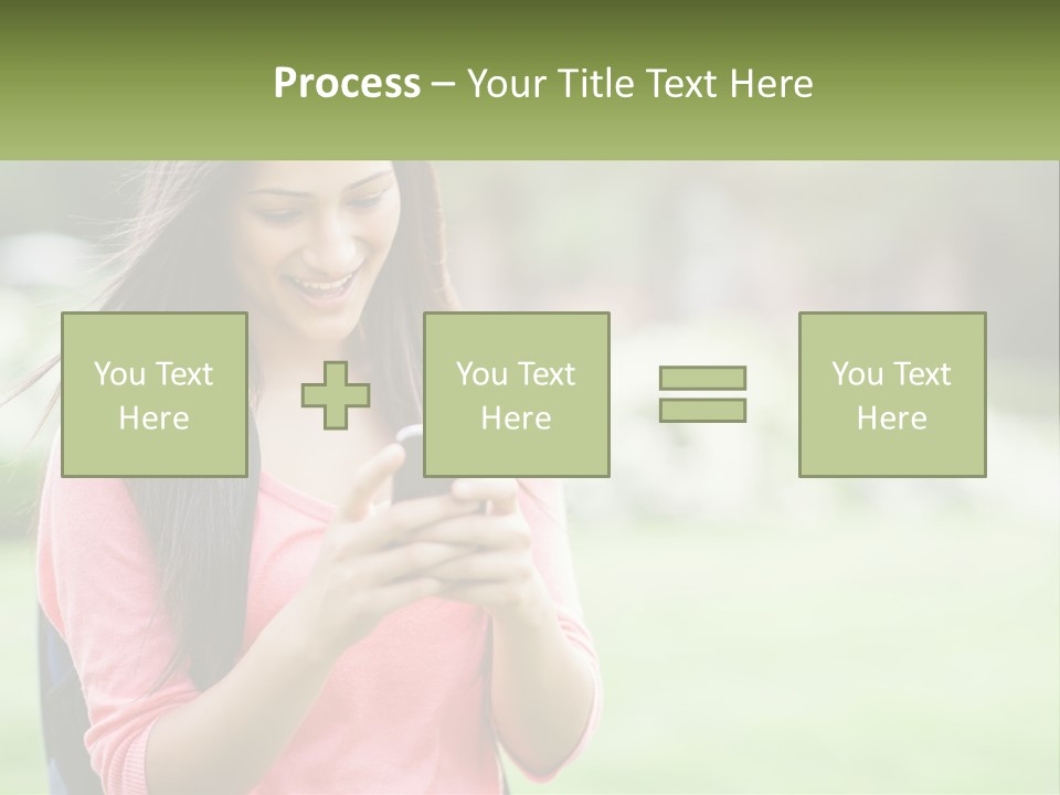 A Woman Holding A Cell Phone In Her Hands PowerPoint Template