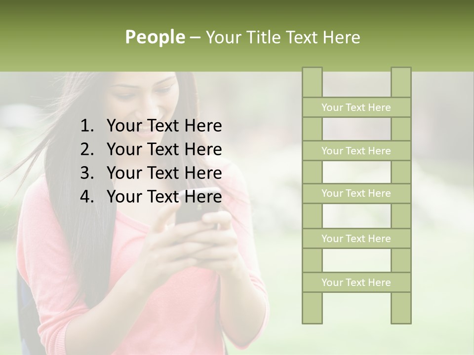 A Woman Holding A Cell Phone In Her Hands PowerPoint Template