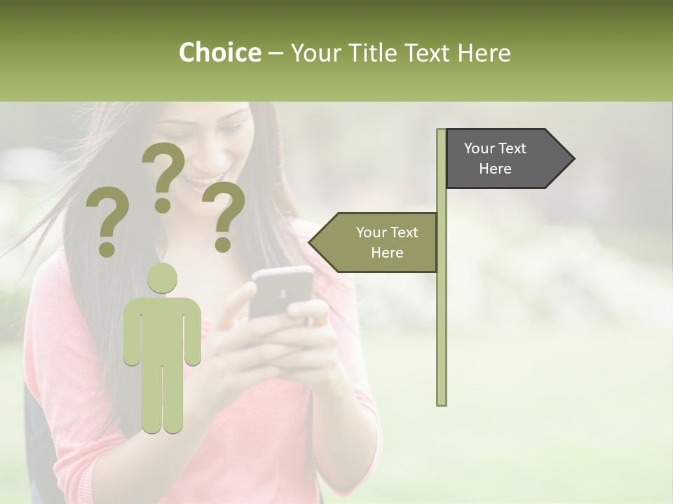 A Woman Holding A Cell Phone In Her Hands PowerPoint Template