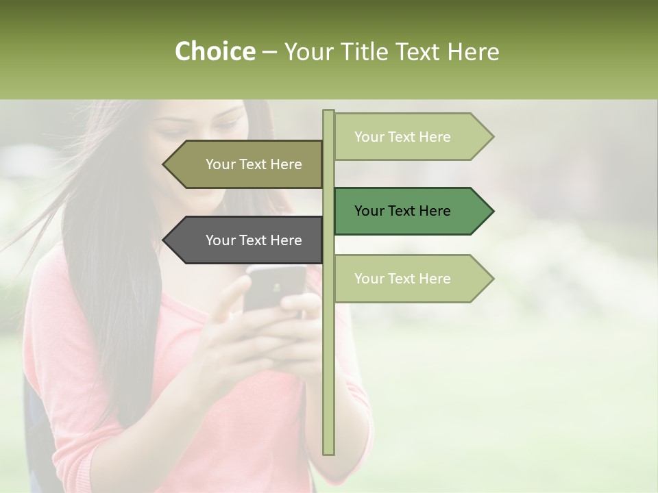 A Woman Holding A Cell Phone In Her Hands PowerPoint Template