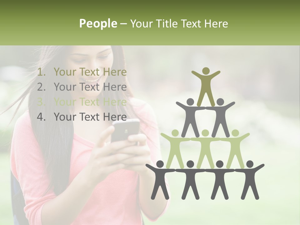 A Woman Holding A Cell Phone In Her Hands PowerPoint Template