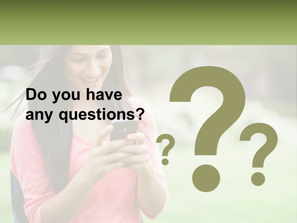 A Woman Holding A Cell Phone In Her Hands PowerPoint Template