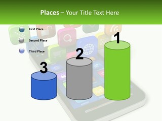 A Cell Phone With A Lot Of Colorful App Icons Coming Out Of It PowerPoint Template