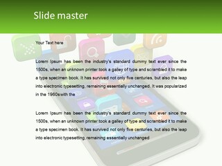 A Cell Phone With A Lot Of Colorful App Icons Coming Out Of It PowerPoint Template