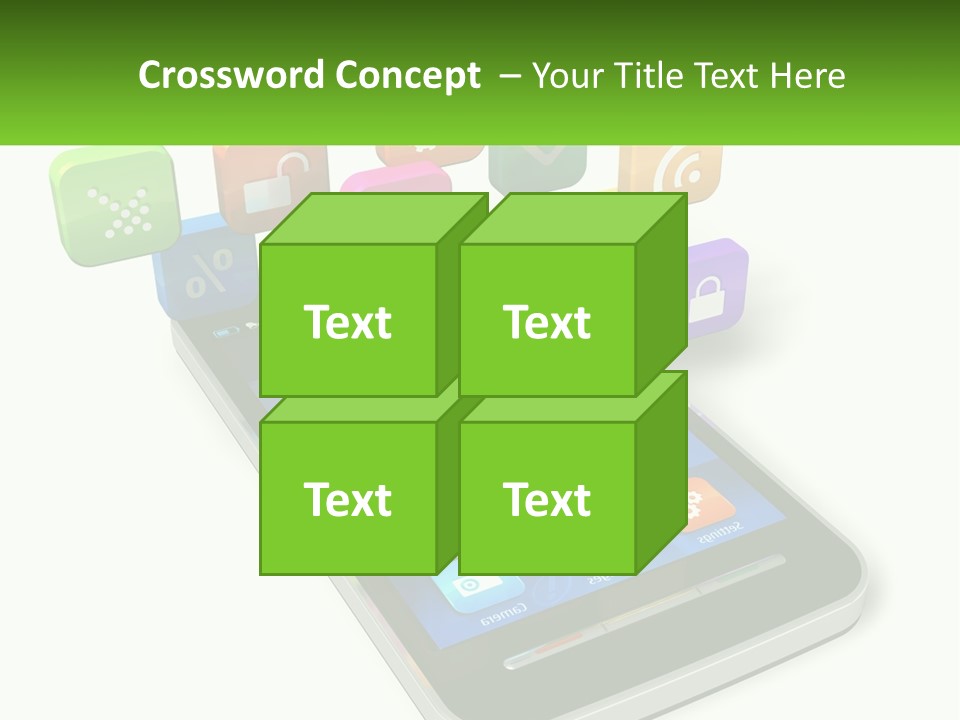 A Cell Phone With A Lot Of Colorful App Icons Coming Out Of It PowerPoint Template