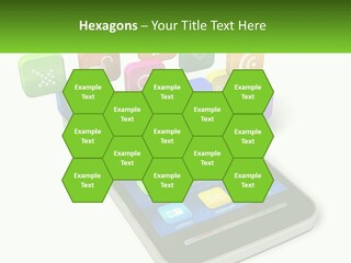A Cell Phone With A Lot Of Colorful App Icons Coming Out Of It PowerPoint Template