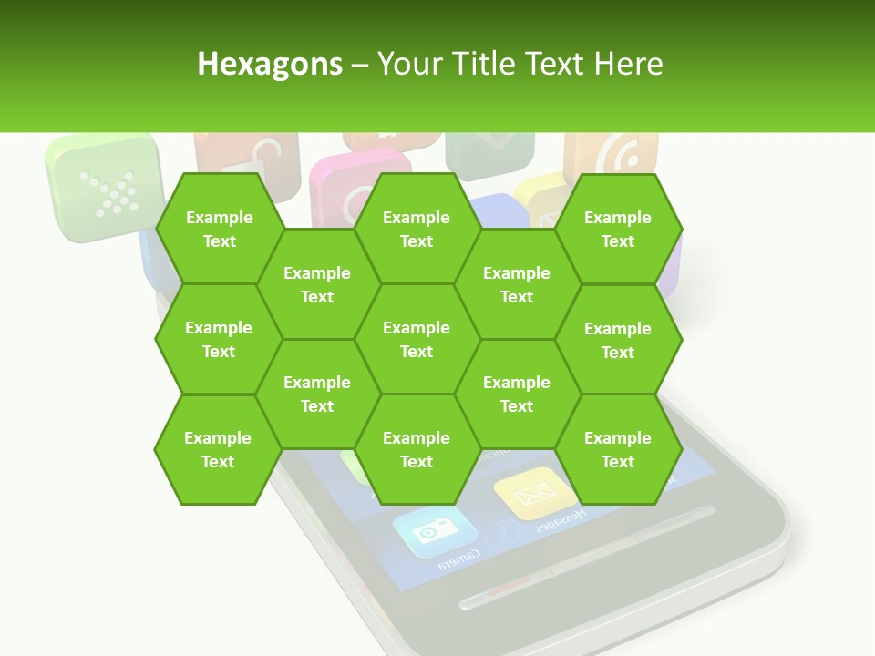 A Cell Phone With A Lot Of Colorful App Icons Coming Out Of It PowerPoint Template