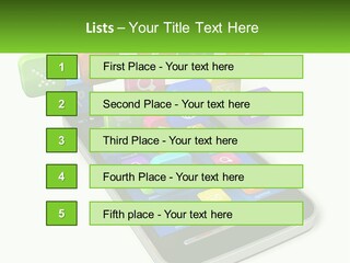A Cell Phone With A Lot Of Colorful App Icons Coming Out Of It PowerPoint Template