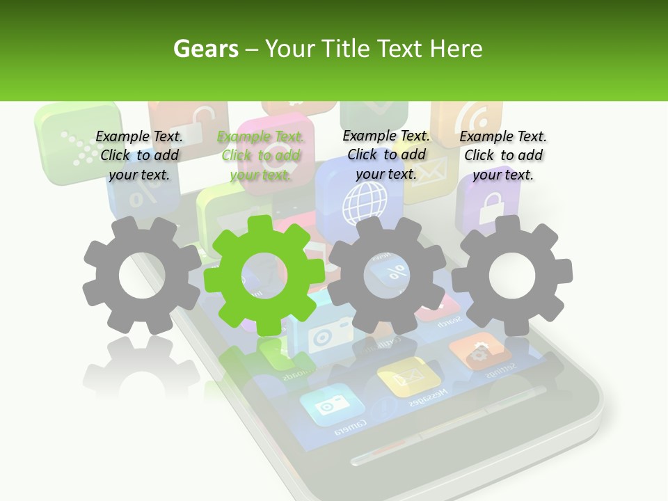 A Cell Phone With A Lot Of Colorful App Icons Coming Out Of It PowerPoint Template