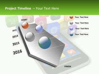 A Cell Phone With A Lot Of Colorful App Icons Coming Out Of It PowerPoint Template
