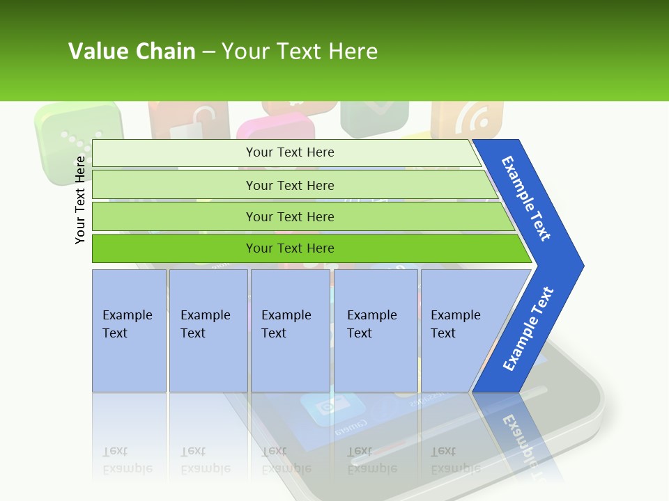 A Cell Phone With A Lot Of Colorful App Icons Coming Out Of It PowerPoint Template