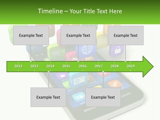 A Cell Phone With A Lot Of Colorful App Icons Coming Out Of It PowerPoint Template