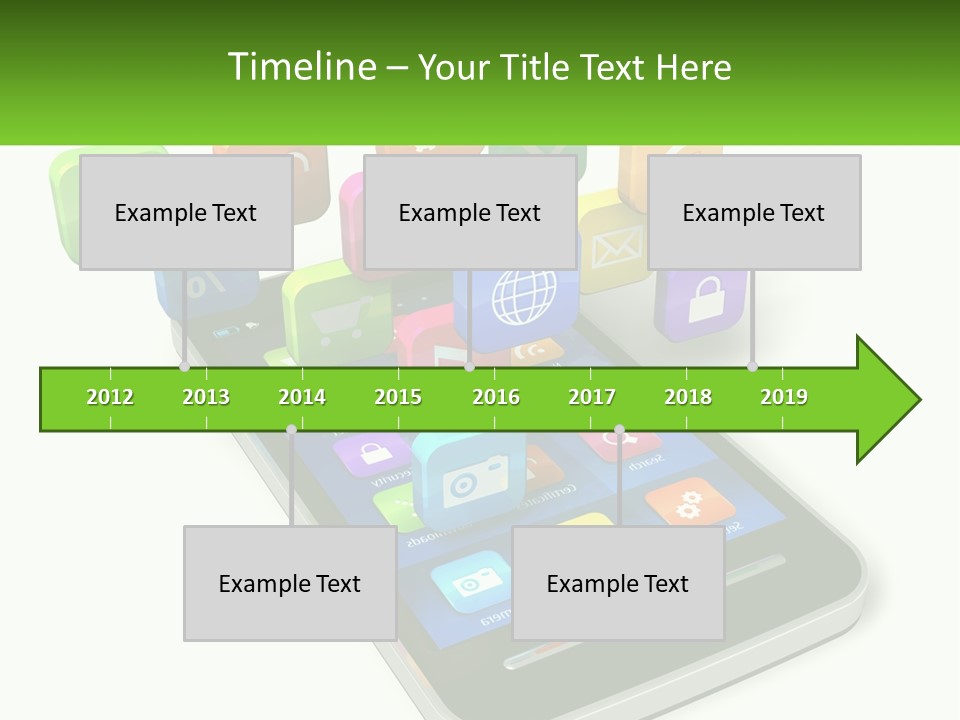 A Cell Phone With A Lot Of Colorful App Icons Coming Out Of It PowerPoint Template