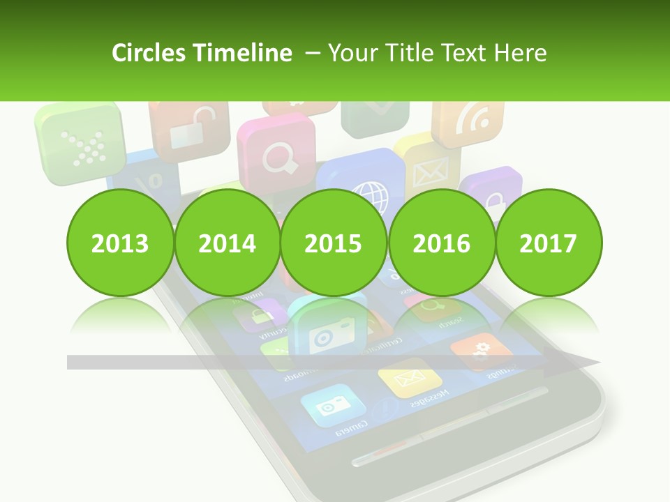A Cell Phone With A Lot Of Colorful App Icons Coming Out Of It PowerPoint Template