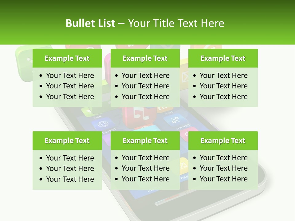 A Cell Phone With A Lot Of Colorful App Icons Coming Out Of It PowerPoint Template