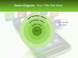 A Cell Phone With A Lot Of Colorful App Icons Coming Out Of It PowerPoint Template