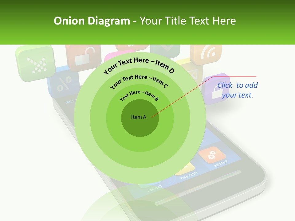 A Cell Phone With A Lot Of Colorful App Icons Coming Out Of It PowerPoint Template