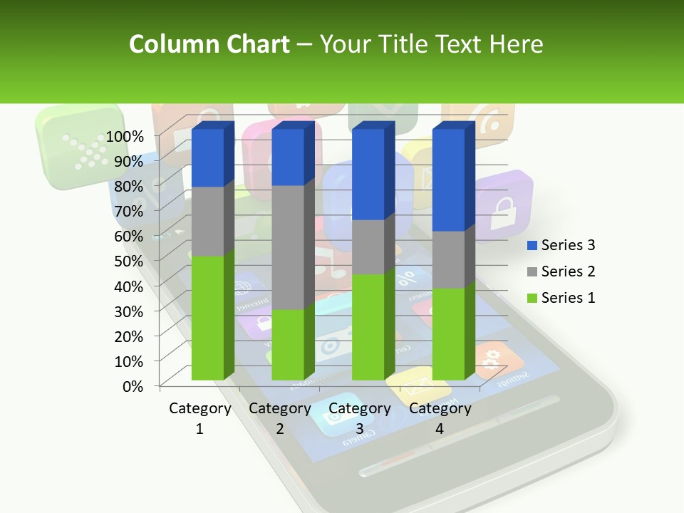 A Cell Phone With A Lot Of Colorful App Icons Coming Out Of It PowerPoint Template