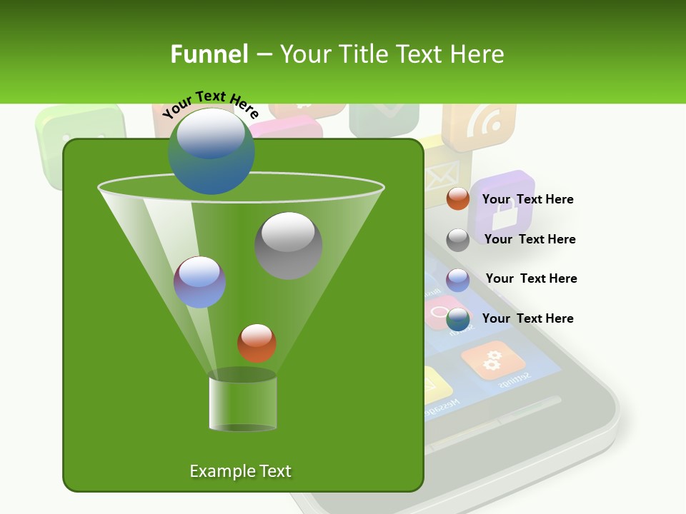 A Cell Phone With A Lot Of Colorful App Icons Coming Out Of It PowerPoint Template