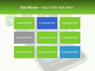 A Cell Phone With A Lot Of Colorful App Icons Coming Out Of It PowerPoint Template