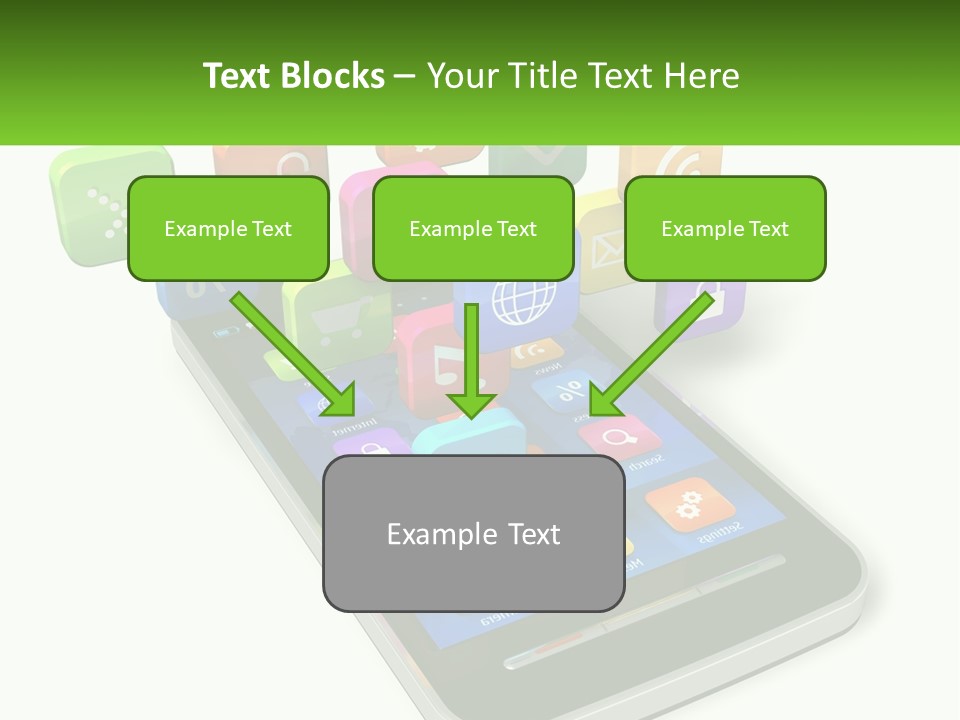 A Cell Phone With A Lot Of Colorful App Icons Coming Out Of It PowerPoint Template
