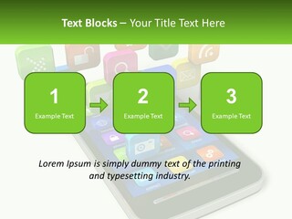 A Cell Phone With A Lot Of Colorful App Icons Coming Out Of It PowerPoint Template