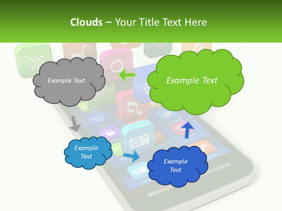 A Cell Phone With A Lot Of Colorful App Icons Coming Out Of It PowerPoint Template