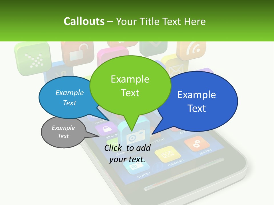 A Cell Phone With A Lot Of Colorful App Icons Coming Out Of It PowerPoint Template
