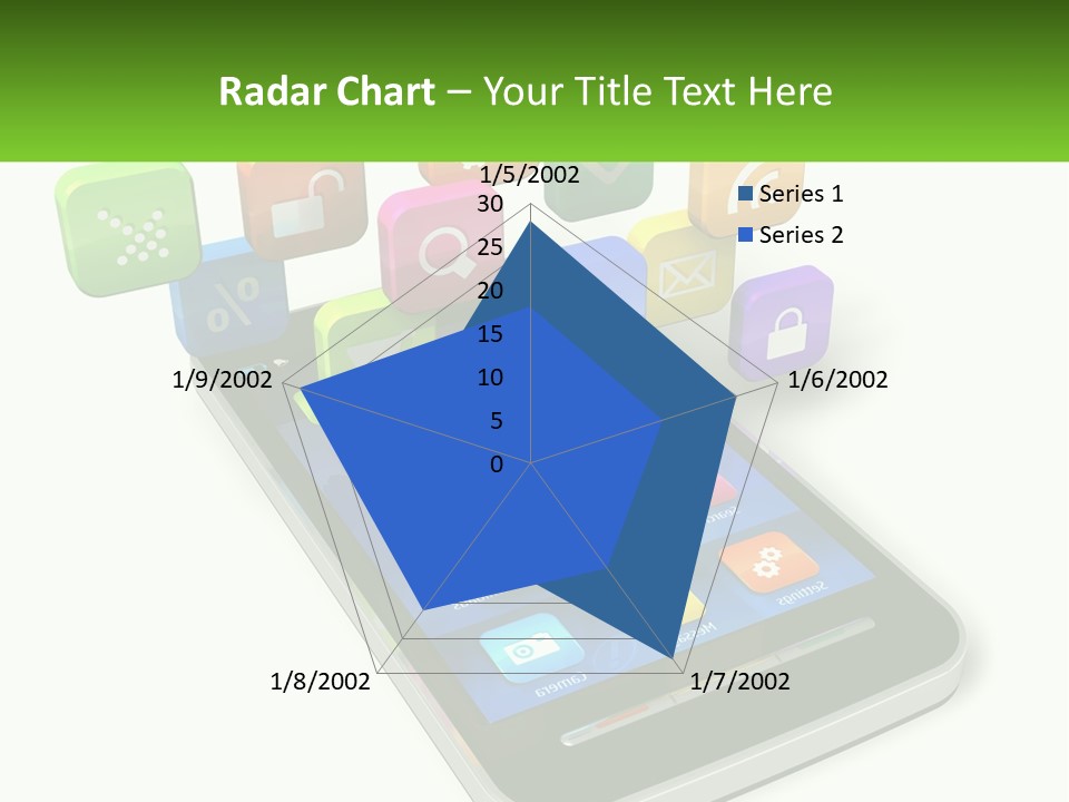 A Cell Phone With A Lot Of Colorful App Icons Coming Out Of It PowerPoint Template
