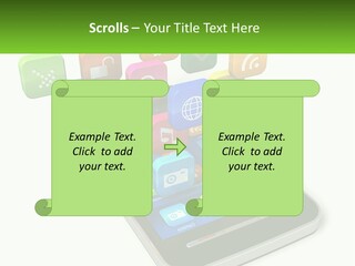 A Cell Phone With A Lot Of Colorful App Icons Coming Out Of It PowerPoint Template