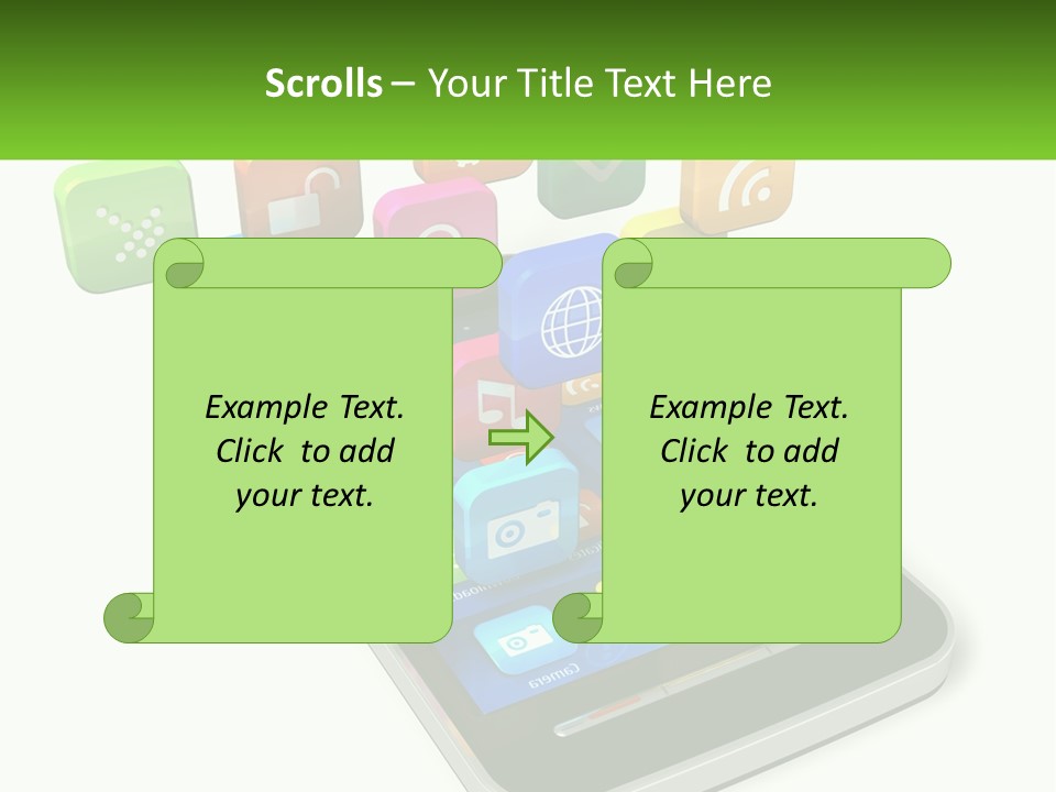 A Cell Phone With A Lot Of Colorful App Icons Coming Out Of It PowerPoint Template
