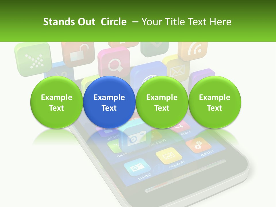 A Cell Phone With A Lot Of Colorful App Icons Coming Out Of It PowerPoint Template