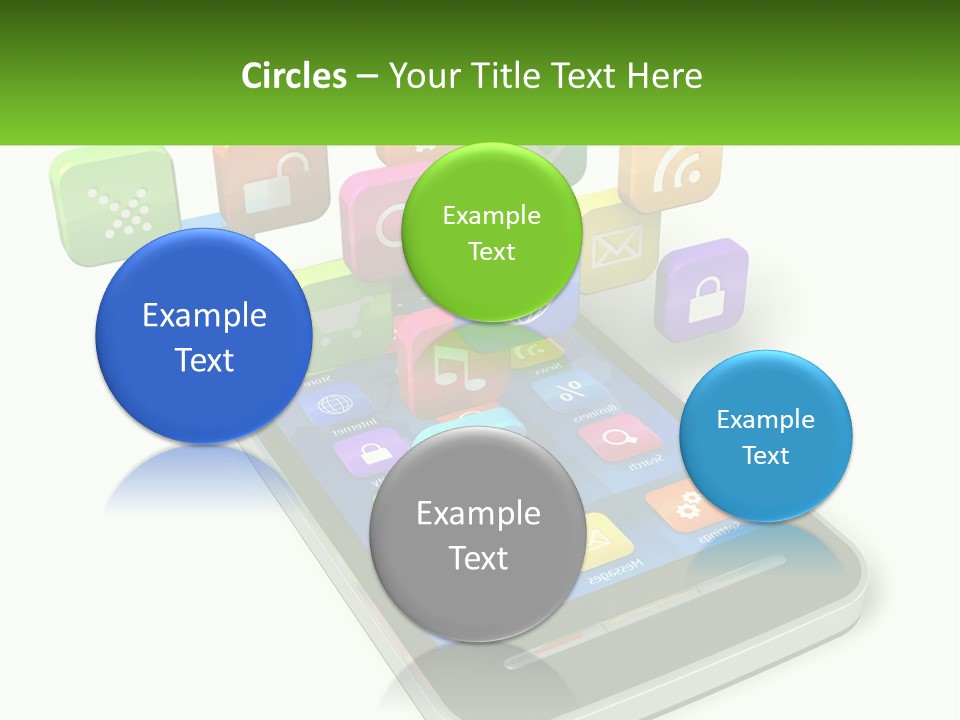 A Cell Phone With A Lot Of Colorful App Icons Coming Out Of It PowerPoint Template