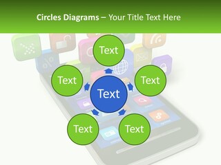 A Cell Phone With A Lot Of Colorful App Icons Coming Out Of It PowerPoint Template